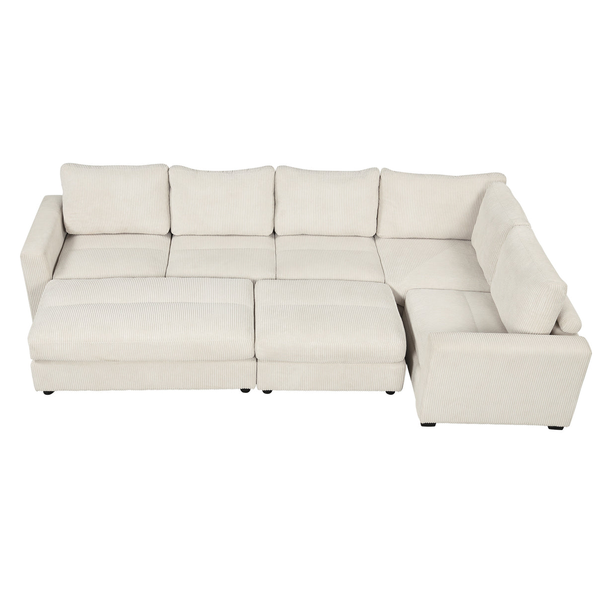 121.3" Modular Sectional Sofa with Two Movable Ottomans,  Beige