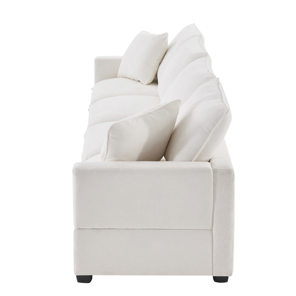 Modern Chenille  Modular Sofa with 2 Pillows - White