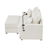 72.8" Modern Style Loveseat with Storage Space, Movable Ottoman, Two USB Ports, Two Cup Holders and Phone Holder - Beige