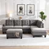 Sectional With Chaise And Storage Ottoman - Gray