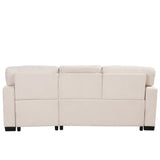 Sleeper Sofa Chaise with Storage  and USB Charger - Beige