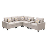 Nolan - Fabric 6 Piece Sectional Sofa With Pillows And Interchangeable Legs