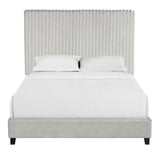 Queen Size Minky Stone Upholstered Platform Bed