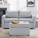 2 Seat Module Sectional Sofa Couch With 1 Ottoman For Living Room, Seat Cushion And Back Cushion Non-Removable And Non-Washable