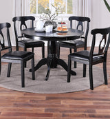 5 PC Round Dining Room Set with 4 Side Chairs - Black