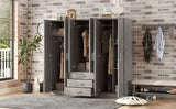 6 Doors Wooden Wardrobe Storage For Bedroom With Big Drawers