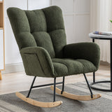 Rocking Chair With Pocket With Safe Solid Wood Base - Dark Green