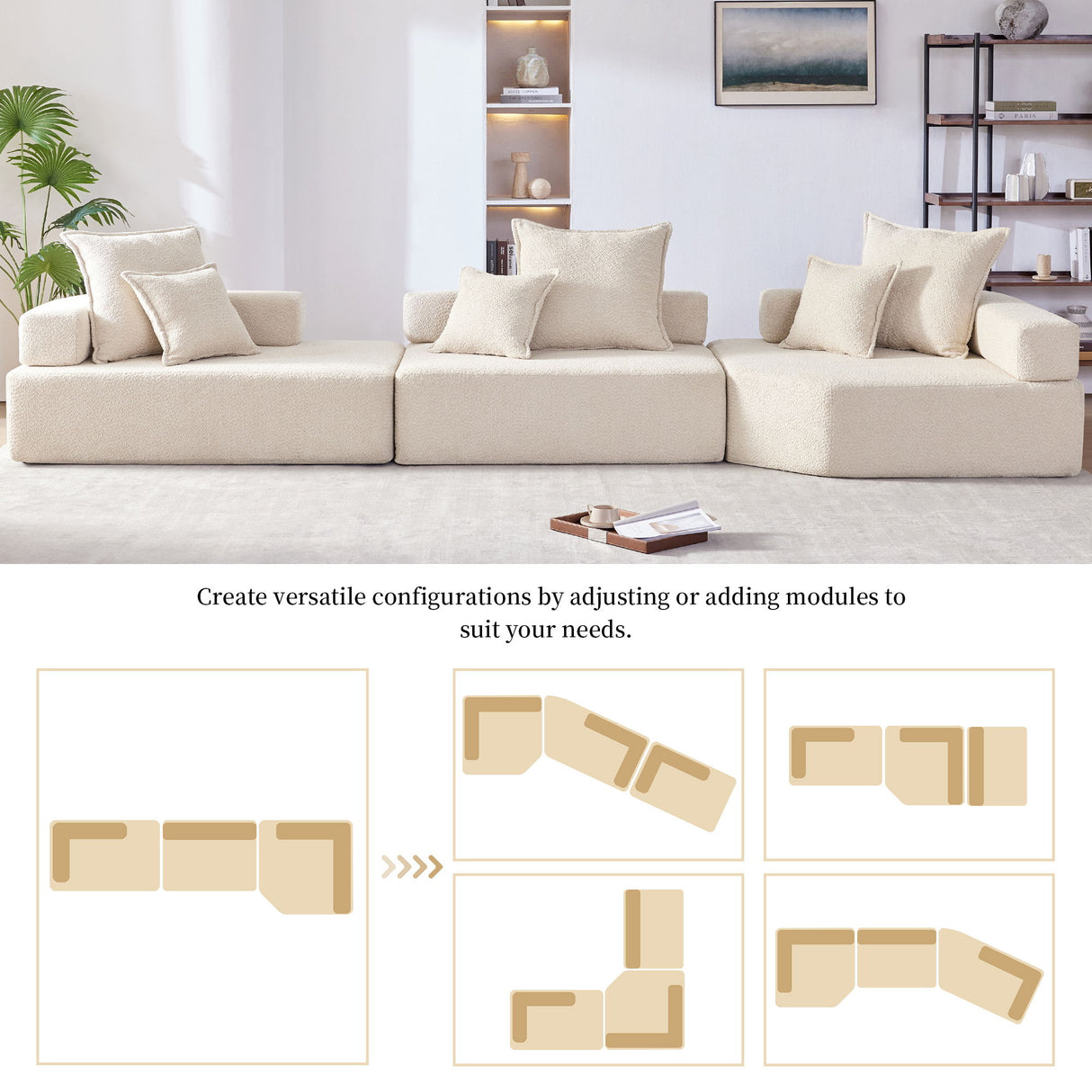 151.5" Oversized Modular Sectional Sofa - Beige