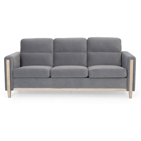 Comfortable Solid Wood Sofa with Soft Cushions - Gray