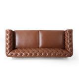 Comfy 3 Seat Sofa With Wooden Legs, Retro Style For Living Room And Study