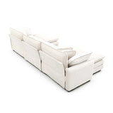 3 Piece Living Room Set with Soft Cushions and Pillows in Corduroy Fabric - Off White