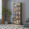 Best Selling New Design Double Door Metal Glass Display Storage Cabinet With Light Strip For Living Room