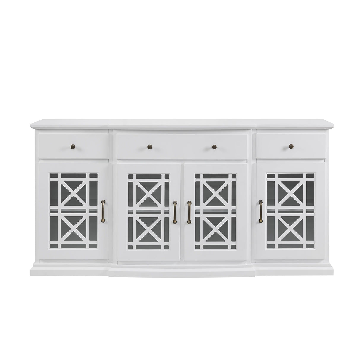 Classic Fretwork Detailed Glass Door Sideboard