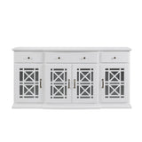 Classic Fretwork Detailed Glass Door Sideboard