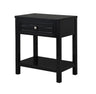 Dylan - Wooden End Side Table Nightstand With Glass Top And Drawer