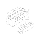 Shoe Entry Bench With Three Shelves, One Drawer With Divided Compartment