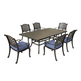 Rectangular 6 Person 85.83" Long Dining Set With Cushions