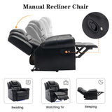 Home Theater Seating Manual Recliner Chair With Center Console And Led Light Strip For Living Room