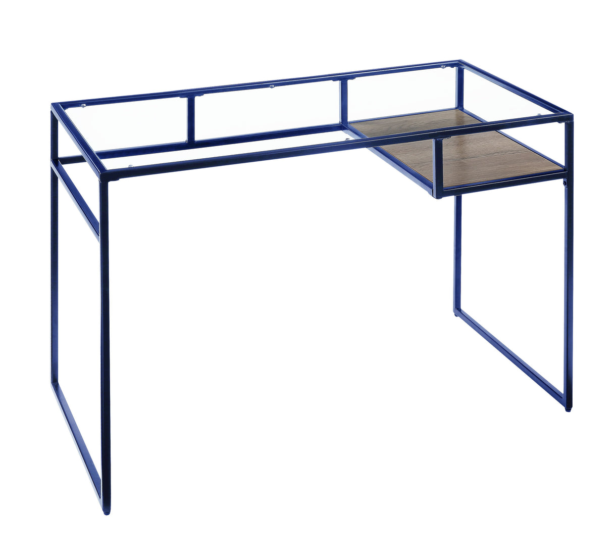 Yasin - Glass Top Writing Desk - Blue