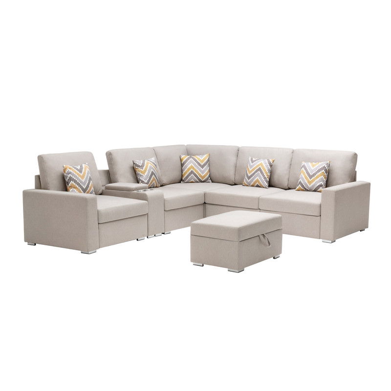 Nolan - 7 Piece Sectional Sofa With Pillows And Interchangeable Legs