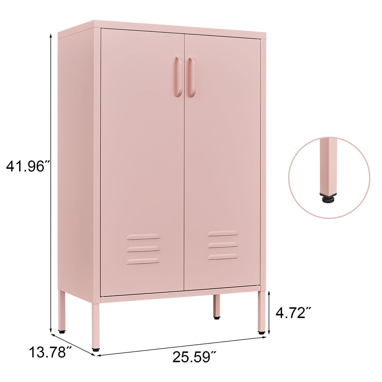 Pink Steel Double Door Storage Cabinet With Handles - Pink