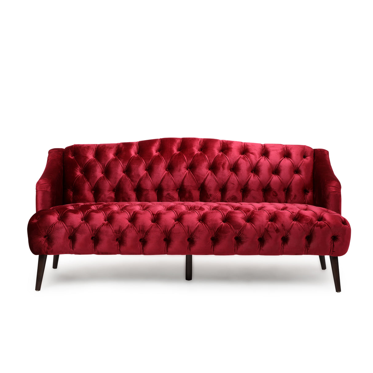 Sturdy Velvet Sofa - Red