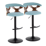 Gardenia - Contemporary Adjustable Barstool, Swivel With Rounded T Footrest (Set of 2)