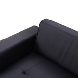 107" Contemporary Sofa with a Round Storage Ottoman and Three Removable Pillows - Black