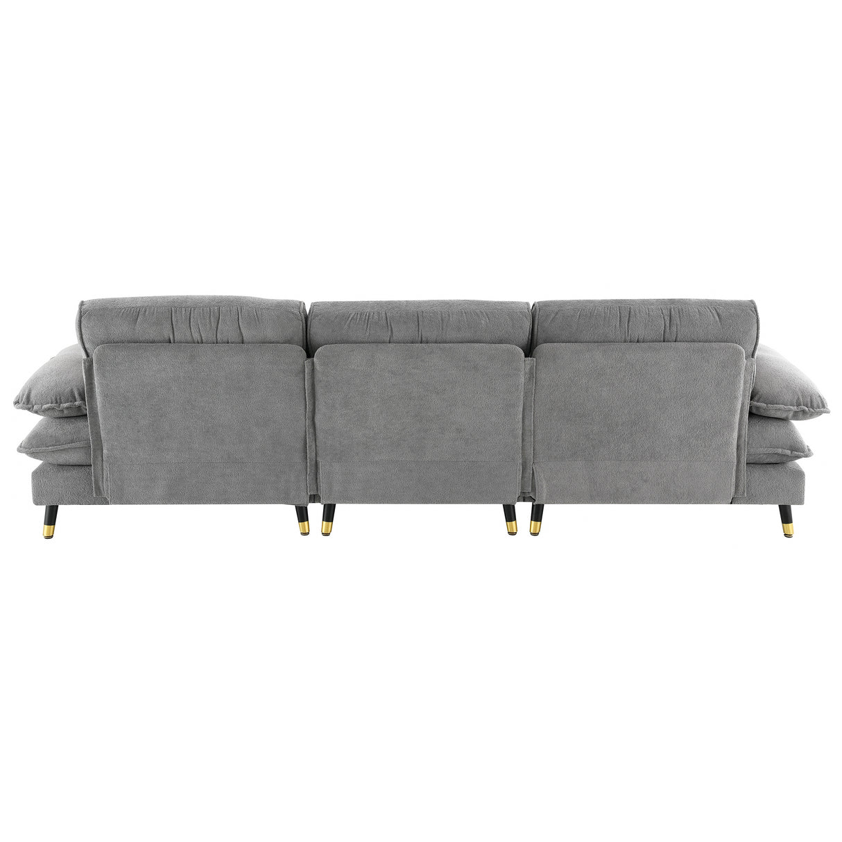 L shape Sectional Sofa with Cloud Chenille Fabric and Ottoman - Gray