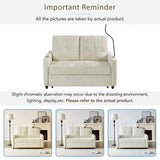 53.9" Modern Sleeper Loveseat with Adjustable Backrest, Two Cup Holders, Phone Holder, Three Charging Ports and Side Storage Pocket , Beige