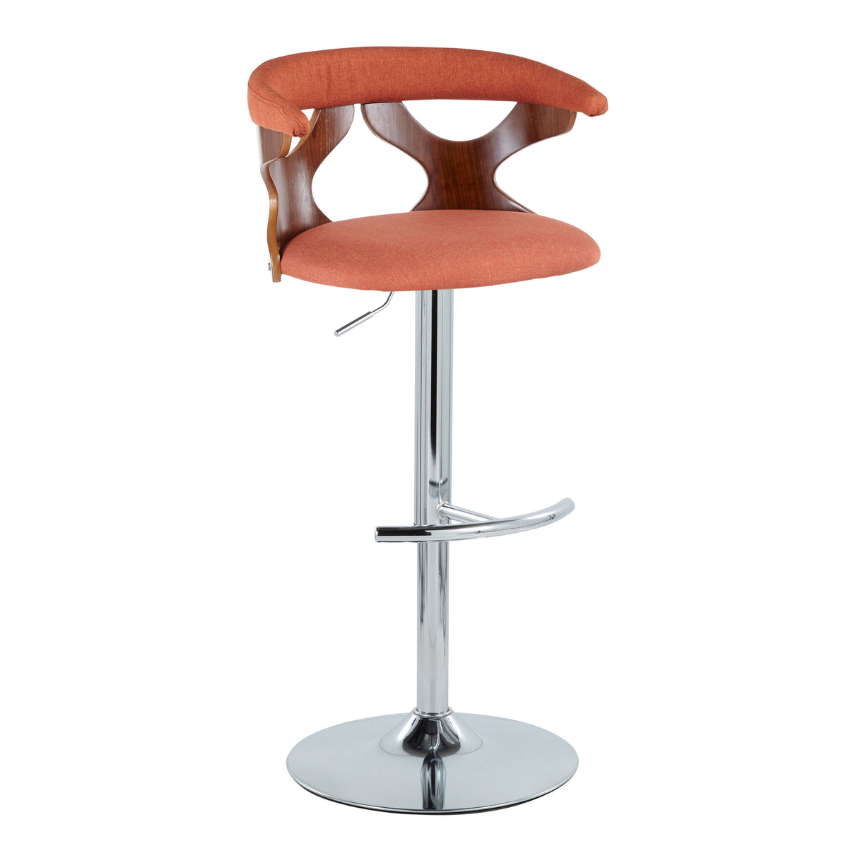 Gardenia - Mid Century Modern Adjustable Barstool With Swivel With Rounded T Footrest (Set of 2)