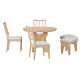 TREXM 5-Piece Dining Set with Curved Bench  and Side Chairs (Natural Wood Wash)