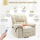 Massage Recliner, Power Lift Chair For Elderly With Adjustable Massage And Heating Function, Recliner Chair With Infinite Position And Side Pocket For Living Room