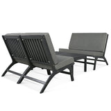 4 Piece V-Shaped Seats Set, Acacia Solid Wood Outdoor Sofa, Garden Furniture, Outdoor Seating - Black / Gray