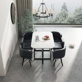 Modern 7 Piece Dining Table with 6 Chairs - Black