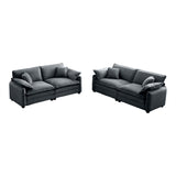 Two-Piece Corduroy Living Room Set (Sofa and Love Seat) - Gray