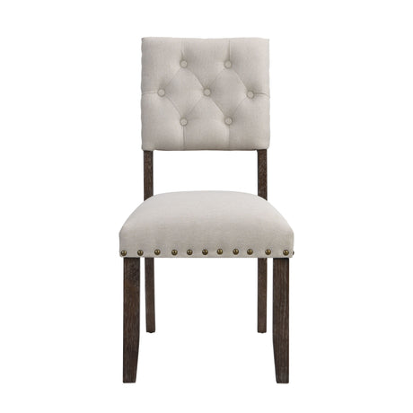 Modern Tufted Back Upholstered Nailhead Trim Dining Chairs (Set of 2) - Beige