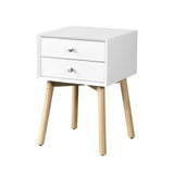 Side Table With 2 Drawers - White