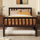 Twin Bed With Trundle, Platform Bed Frame With Headboard And Footboard, For Bedroom Small Living Space, No Box Spring Needed