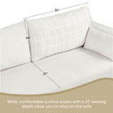 Modern Loop Yarn Sofa With 2 Pillows - White