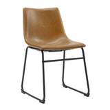 Industrial Faux Leather Dining Chairs (Set of 2) - Whiskey Brown