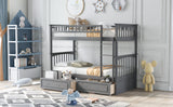 Twin Over Twin Bunk Bed With Drawers, Convertible Beds