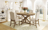 Dining Set with Extendable Table and 4 Upholstered Chairs - Natural Wood Wash