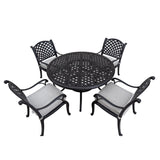 Stylish 5 Piece Aluminum Dining Set With Cushions (4 Arm Chairs and Table) - Sandstorm