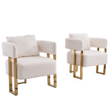 3 Pc Set with Accent Chairs and Side Table - White