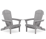 Lounge Patio Chair For Garden Outdoor Wooden Folding Adirondack Chair (Set of 2) Solid Cedar Wood Lounge Patio Chair For Garden