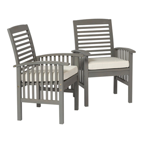 Modern 2 Piece Slat Back Patio Chairs With Cushions