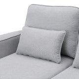 114.2" Upholstered Sofa with Console, 2 Cupholders, 2 USB Ports for Wired or Wireless Charge with 4 Pillows - Light Gray