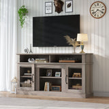 58.27" TV Stand With Storage Cabinet And Shelves - Gray