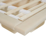 Queen Size Upholstered Floating Bed with LED Light and USB Port - Velvet Beige